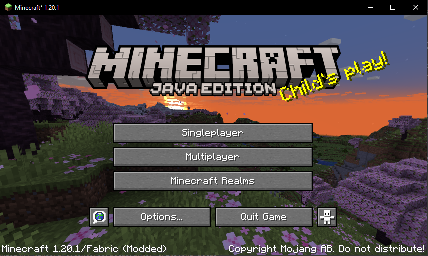 A minecraft window with the title bar dark instead of the default light